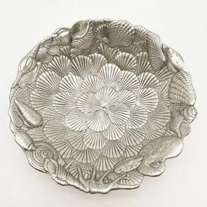 Arthur Court Signed Seashe Bowl Aluminum Ocean Beach 14 in Centerpiece
